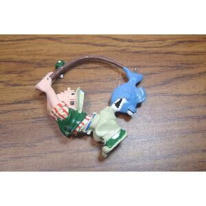 VINTAGE NOMA ORNAMENT--CAUGHT ONE--FISHERMAN-NO BOX & NO MOTOR-1995